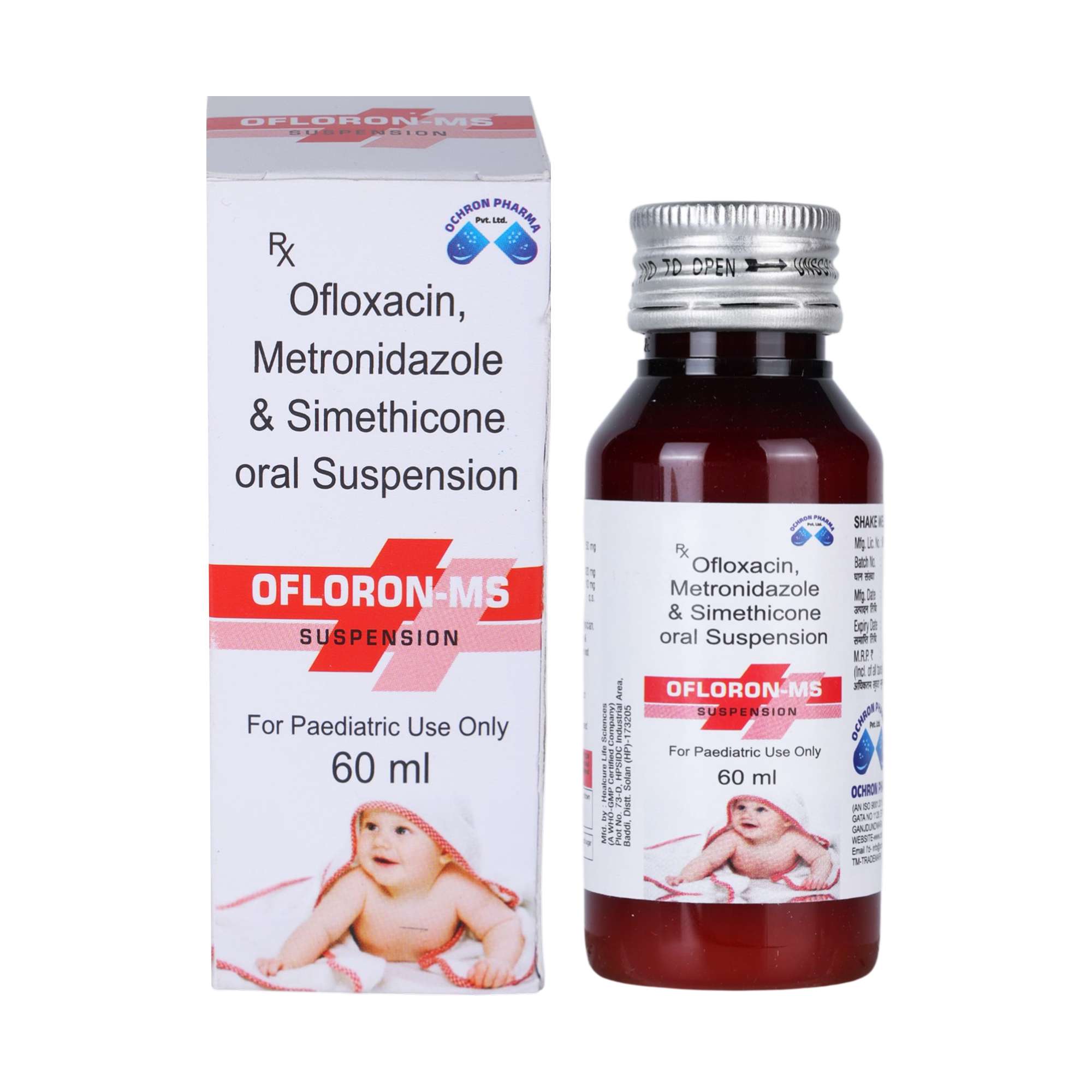Metronidazole Ofloxacin Simethicone Suspension for Gastrointestinal Infection Ochron Pharma