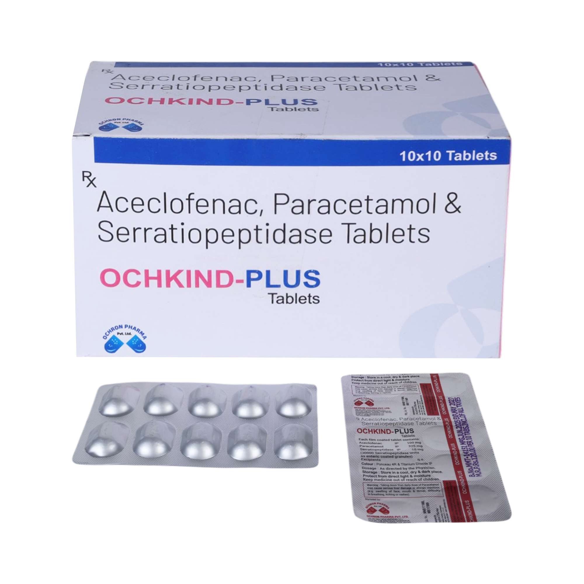 Aceclofenac Paracetamol Serratiopeptidase Pain Relief Tablets Ochron Pharma